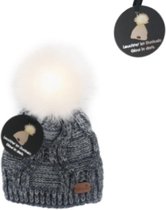 Kindermuts | Muts kinderen | Winter muts | Wintermutsen | Beanie | LED | One size | Pompom |Zwart