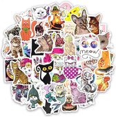 Sticker mix met katten - 50 stickers voor muur, laptop, deur, journal etc.