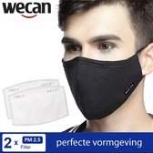 Kwaliteit Mondmasker, incl 2x Filter - Zwart - Met Neusclip - Mondmasker - Wasbaar - Mondkapjes - Facemask - Mouth mask - Herbruikbaar - Adembescherming - PM2.5 filter - Koolstoffi