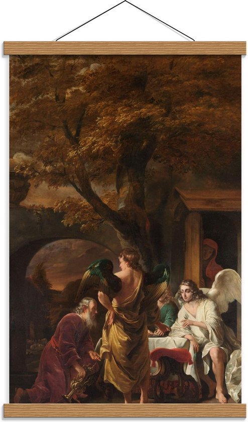 Schoolplaat – Oude meesters - Abraham ontvangt de drie engelen, Ferdinand Bol - 40x60cm Foto op Textielposter (Wanddecoratie op Schoolplaat)