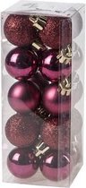 KERSTBALLEN SET 20 STUKS | KERSTVERSIERING | MIX BURGUNDY | D3 CM | KUNSTSTOF BLINKEND |  GLITTER