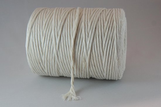 Cordelette en coton, écru, épaisseur : 3 mm, longueur : 50 m