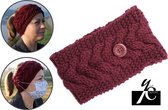 Dames Winter Haarband Oorwarmer met knopen voor mondmasker / mondkapje - Bordeaux Rood - Wol