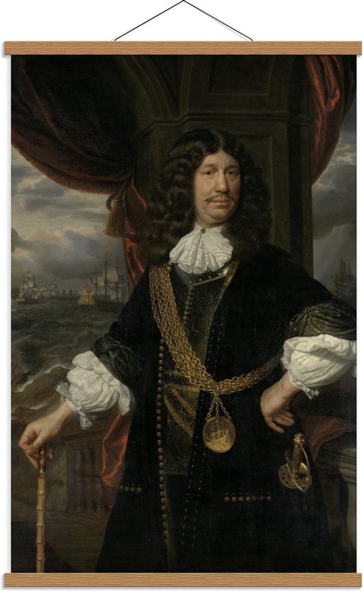 Schoolplaat – Oude meesters - Portret Mattheus van den Broucke, Samuel v Hoogstraten - 60x90cm Foto op Textielposter (Wanddecoratie op Schoolplaat)