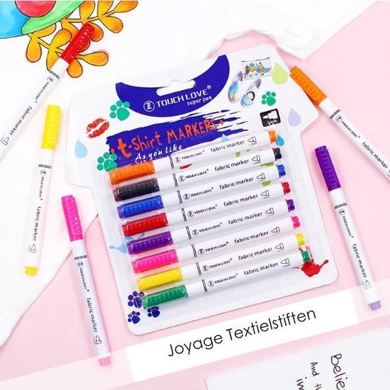 Textielstiften voor kinderen en volwassenen 8 kleuren textiel stiften Stiften...