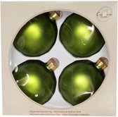 KERSTBALLEN SET 4 STUKS | KERSTVERSIERING | MAT APPELGROEN | D8 CM | GLAS