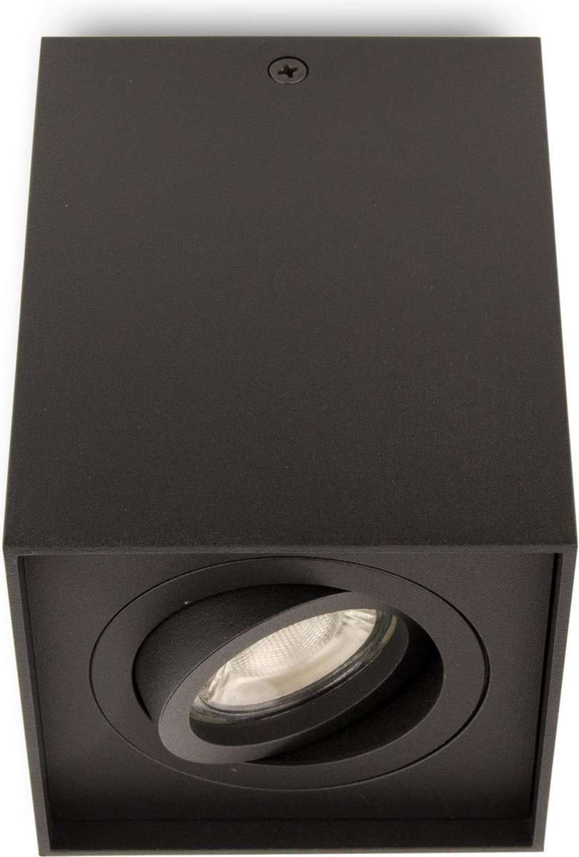 Groenovatie Opbouwspot - Vierkant Hoog - Kantelbaar - GU10 Fitting - Mat Zwart