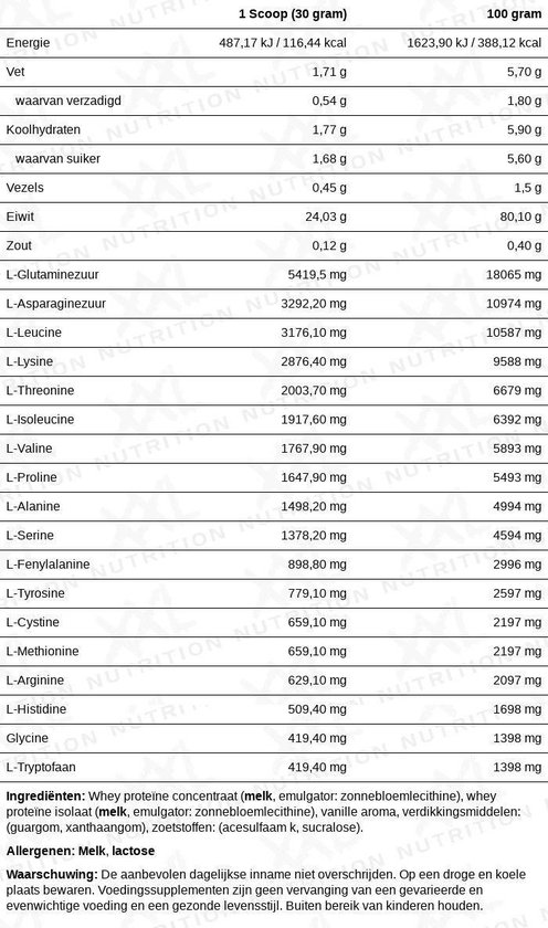 XXL Nutrition Whey Delicious - Proteïne Poeder / Proteïne Shake - Vanille 1000 gram