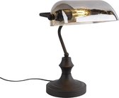 QAZQA banker - Klassieke Notarislamp | Bankierslamp - 1 lichts - H 345 mm - Zwart -  Woonkamer | Slaapkamer