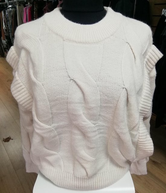 Dames trui met mooi motief, kleur beige, maat one size | bol.com