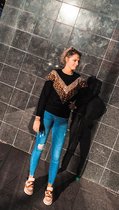 Dames trui, motief in v-vorm, kleur zwart, maat one size