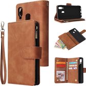 Luxe Telefoonhoesje voor Samsung Galaxy A40 | Hoogwaardig Leren Bookcase | Lederen Wallet Case | Luxe Uitstraling | Pasjeshouder 6 stuks | Portemonnee | Rits | Cognac Bruin