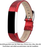 Rood leren bandje voor Fitbit Ace / Fitbit Alta HR / Fitbit Alta - Gespsluiting – Rood leather strap - Leder