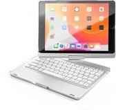 iPad 2019/2020/2021 10.2 Inch Toetsenbord Hoes Draaibaar - Bluetooth Keyboard Case - Toetsenbord Verlichting - Zilver