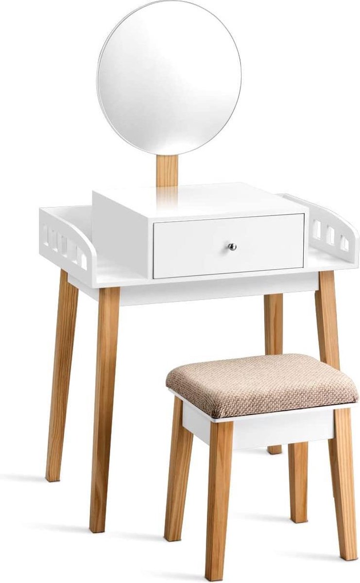 Coiffeuse De Luxe Bobby - Table De Maquillage Pour Femme - Avec Tabouret -  Wit 