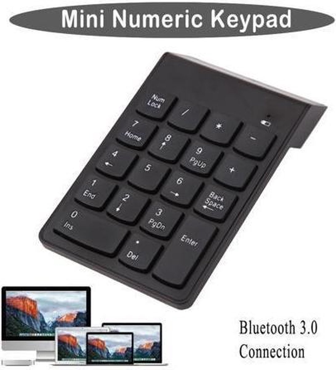 Ntech USB Mini Numeriek Bluetooth Toetsenbord voor Hoes Geschikt voor Macbook / Laptop / PC