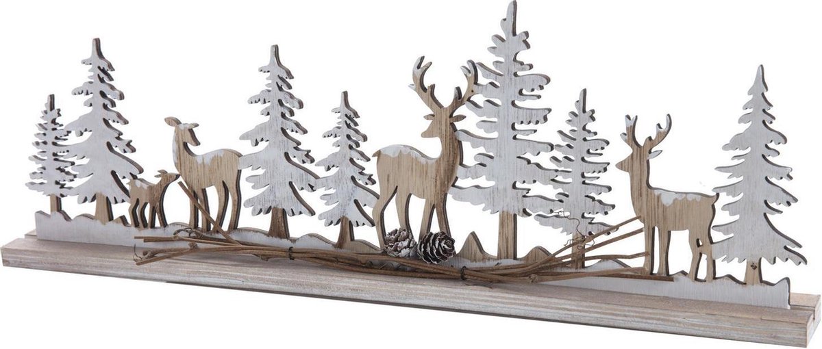 Ornement de Noël en bois naturel 45 x 15,5 cm