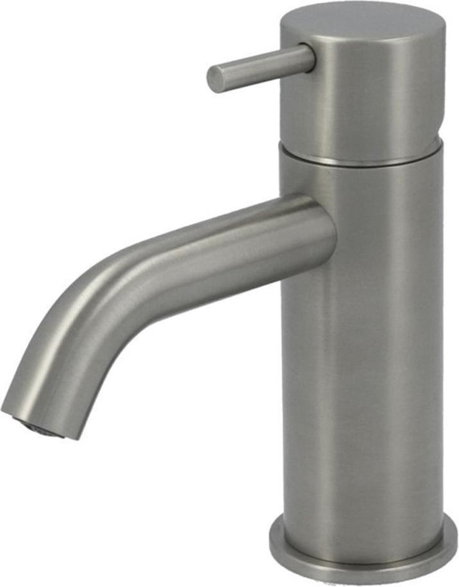 Hotbath Cobber - Wastafelmengkraan - zonder Waste - Laag - Geborsteld Nikkel - Opbouw - Nikkel - V01