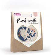 Punch needle pakket | Borduurpakket | 2 borduurringen| Garen | Punch stof | Pons naald |