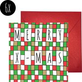 6 luxe kerstkaarten | MERRY X-MAS | set kaarten met rode enveloppen