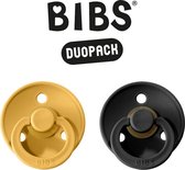 BIBS Fopspeen - Maat 2 (6-18 maanden) DUOPACK - Honey Bee & Black - BIBS tutjes - BIBS sucettes
