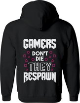 Gamers don't die vest Heren / Dames Roze – Gamer vest met capuchon – Perfect Sweatvest Cadeau – Hoodie met rits