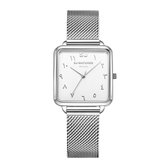 SJ WATCHES Masqat horloge dames Zilverkleurig vierkant - horloges voor vrouwen 28.5mm Arabische cijfers - Vierkante horloge