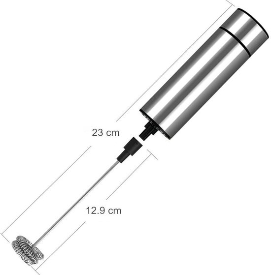 Perow Elektrische Melkopschuimer -  Handmatige Melkschuimer - Melkopklopper - Zilver - RVS - Inclusief Batterijen - Perow