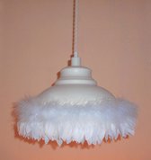 Funnylight Design lamp stoer Deluxe ecru metaal met witte boa  hanglamp voor de baby kinder en  tiener slaap kamer