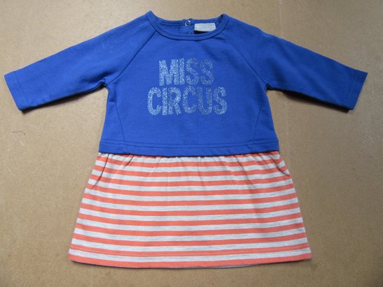 wiplala jurk , blauw orange , miss circus  6 maand