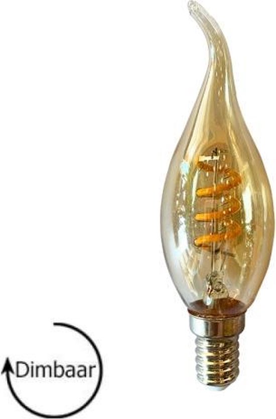 Fragiel Bijwonen Expertise LED Lamp E14 | dimbaar | Vlam | Amber | 4W | 2200K | bol.com
