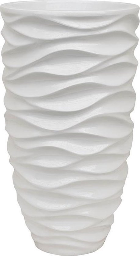 Grand vase blanc brillant relief - Grand pot de fleur / jardinière | bol.com