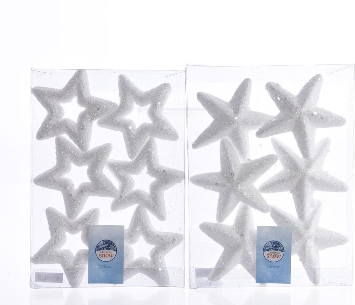 Ster foam glitter d8 cm zilver 6st Kerst Decoris