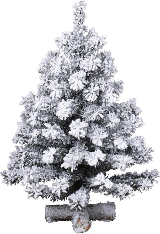 Mini kerstboom tafelboom Imperial boom snowy d50h90 cm groen/wit