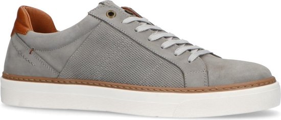 No Stress - Heren - Taupe nubuck sneakers met witte zool - Maat 44 | bol.com