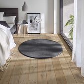 Zacht rond vloerkleed Loft - antraciet - wasbaar 30°C 120 cm rond