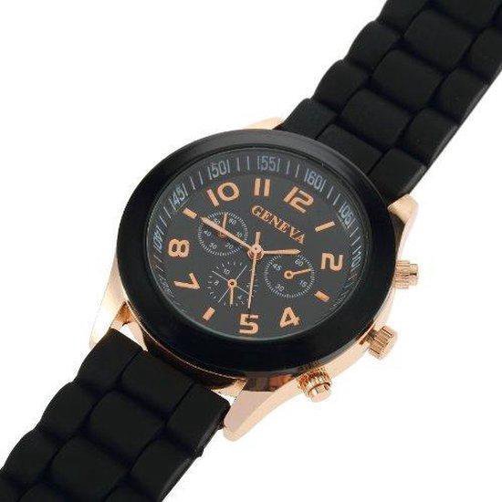 Geneva Siliconen Zwart Horloge | Fashion Favorite