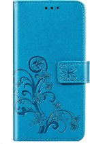 Klavertje Bloemen Booktype Samsung Galaxy S20 FE hoesje - Turquoise