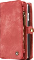 CaseMe iPhone 7 / 8 Vintage Portemonnee Hoesje - uitneembaar met backcover (rood)