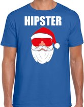 Foute Kerst t-shirt / Kersttrui Hipster Santa blauw voor heren- Kerstkleding / Christmas outfit L