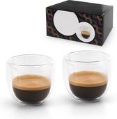 Set van 2x dubbelwandige koffie/espresso glazen 75 ml - transparant - Espresso bekers en glazen