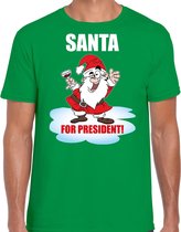 Santa for president Kerstshirt / Kerst t-shirt groen voor heren - Kerstkleding / Christmas outfit M