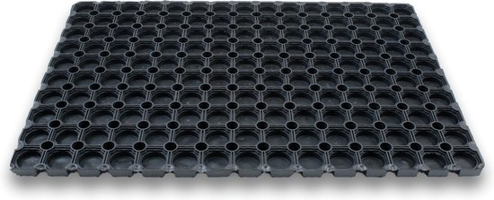 2x Rubberen deurmatten/schoonloopmatten zwart 40 x 60 cm rechthoekig - Deurmat schoonloopmat - Inloopmat/inloopmatten - Buitenmatten - Voeten vegen