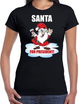 Santa for president Kerst shirt / Kerst t-shirt zwart voor dames - Kerstkleding / Christmas outfit S