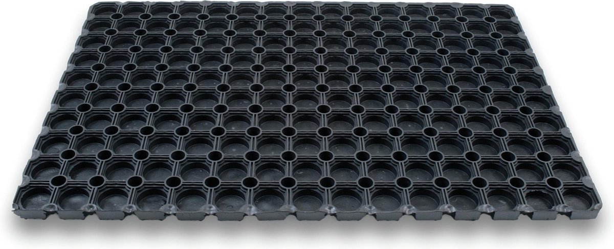 2x Rubberen deurmatten/schoonloopmatten zwart 50 x 80 cm rechthoekig - Deurmat schoonloopmat - Inloopmat/inloopmatten - Buitenmatten - Voeten vegen