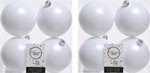 32x Winter witte kunststof kerstballen 10 cm - Mat- Onbreekbare plastic kerstballen - Kerstboomversiering winter wit
