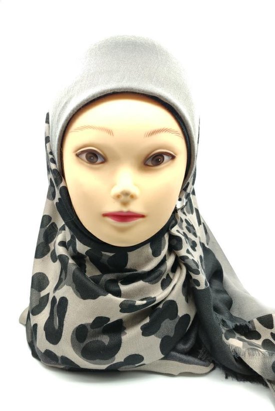 Foulard de Luxe , hijab gris imprimé léopard, écharpe. | bol.com