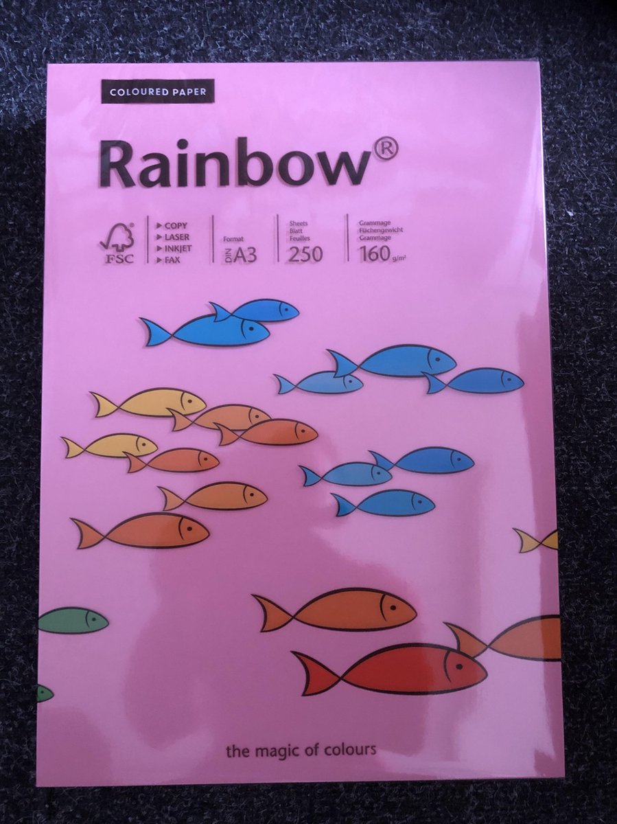 Rainbow Papier A3 (groot!) Kleur Roze (kl-55) 250 vel 160 gram
