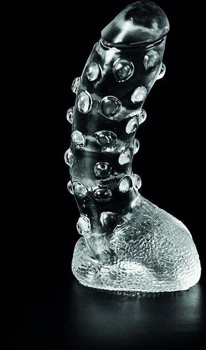 Dark Crystal Dildo met Noppen 22 x 5 cm - transparant