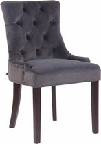 Stoel - Eetkamerstoel - Chesterfield - Zonder armleuning - Fluweel - Donkergrijs - 55x58x92 cm